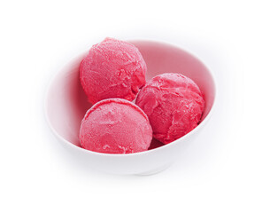 Scoops of Homemade raspberries ice cream