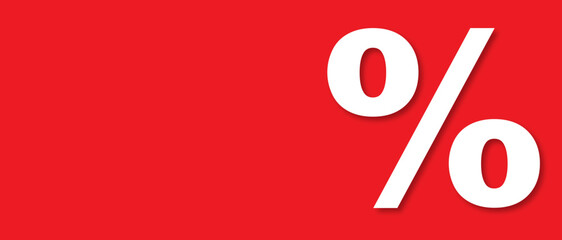 Percentage discount white symbol on red background