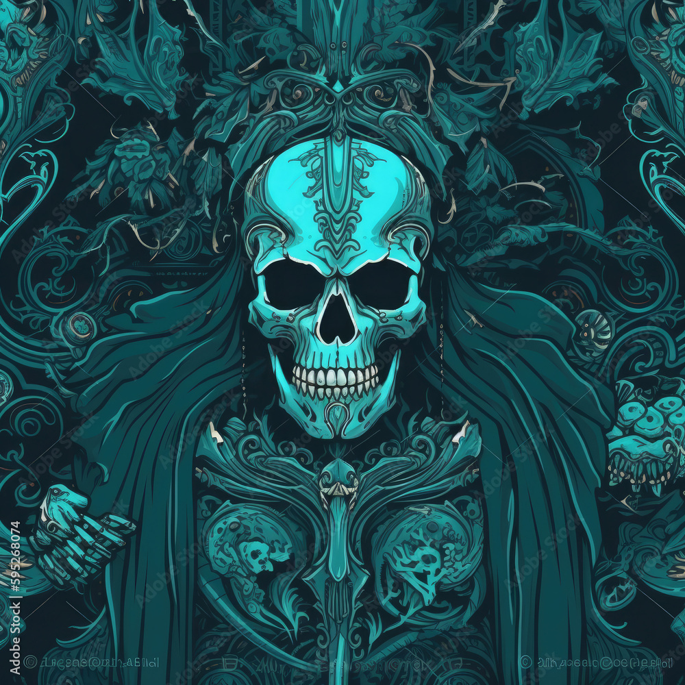 Wall mural intricate skull king deity necromancer - by generative ai - Wall murals