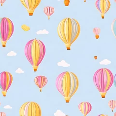 Peel and stick wall murals Air balloon  nostalgic Honeypennies Balloon Trip Seamless pattern with soft pastel colors and delicate details, rendered, seamless pattern with balloons