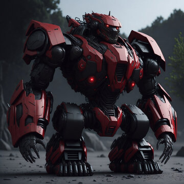 Black and red robot
