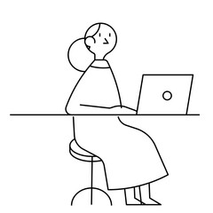 A woman studying from home on pc.