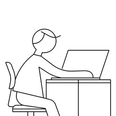 A man studying from home on pc.