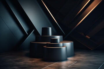 3D geometric podium for product display in abstract background. Generative AI