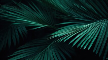 Palms in Detail, A Close-up of Lush Green Foliage. Generative ai