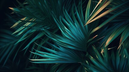 Palms in Detail, A Close-up of Lush Green Foliage. Generative ai
