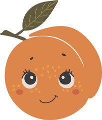 Obraz premium Cute peach fruit vector, Fruit with face, Happy peach vector, Summer fruit with eyes, Kids funny illustration