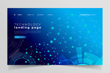 Modern technology landing page template vector.