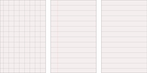 Set of vector realistic illustrations of paper from a workbook  on background isolated vector 