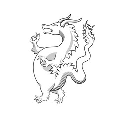 Dragon line vector illustration isolated on white background