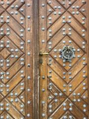 old wooden vintage door with handle