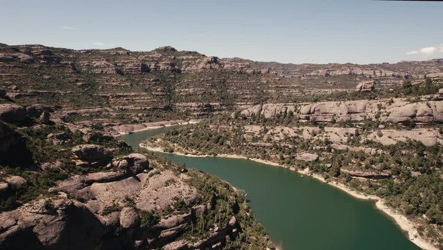 Canyon river Catalonia drone footage