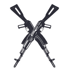 Assault rifle crossing silhouettes isolated