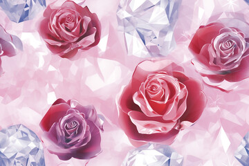 Repeating pattern formed from pink roses