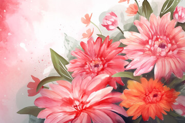 Mother's Day with Watercolor Flowers, Generative AI	