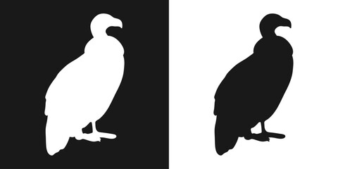 Vector set of decorative, detailed, isolated vultures in black on a white background