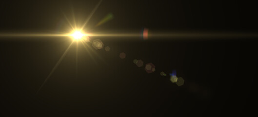 Naklejka premium Natural, Sun flare on the black background