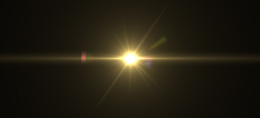 Fototapeta premium Natural, Sun flare on the black background