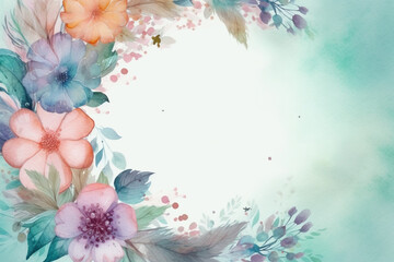 Beautiful Watercolor Floral Frame Banner for Mother's Day, Generative AI	

