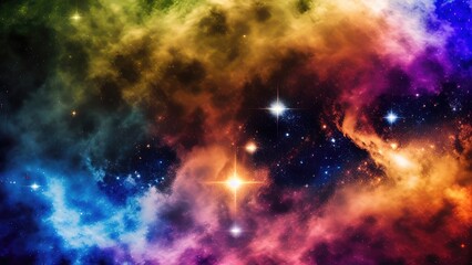 Obraz na płótnie Canvas Nebula space abstract illustration, stars and universe background, Generative AI