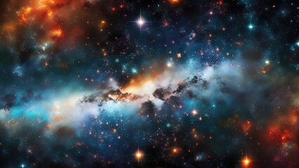 Nebula space abstract illustration, stars and universe background, Generative AI