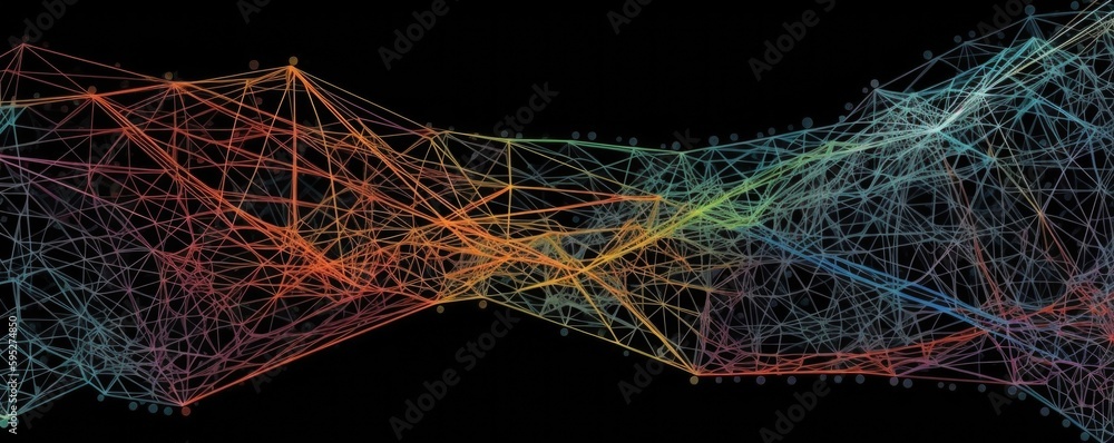 Poster lines between dots. neural networks. ai generative.