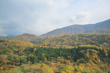 the fall season landscape of the Takayama countryside, Japan 31 Oct 2013