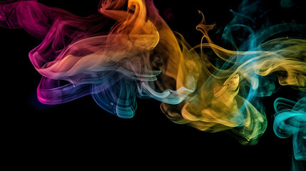  Colorful Smoke on Black Background - Desktop Wallpaper, generative AI