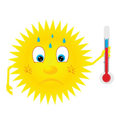 The sun with a thermometer indicates
  the heat Illustration