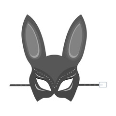 Black rabbit mask on white background. Bdsm outfit.Vector illustration of sex toy on a white background. Symbol of the relaxes, sex, and wellness. Template for a sex shop or erotic site.