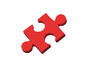 Fototapeta premium One piece of puzzle in red, 3d shape puzzle, strategy