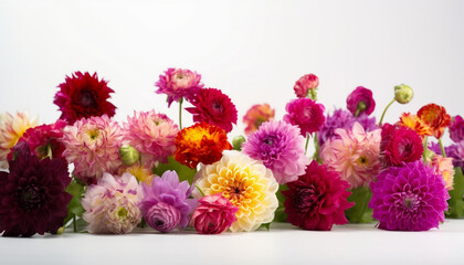 Pretty colorful flowers white background
