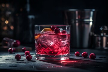 A sophisticated cocktail typically made with vodka, cranberry juice, and triple sec. Generative AI - obrazy, fototapety, plakaty