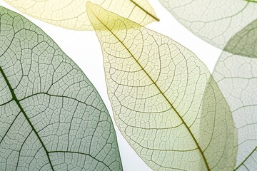 Fototapeta na wymiar Translucent Leaves from Above. A Free Top-View Photo