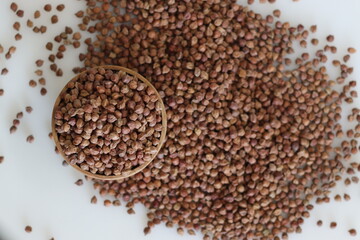 Black Chana. Heap of kala chana in a wooden bowl. Kala Chana is also known as Bengal Gram, Black Chickpeas, Brown Chickpeas