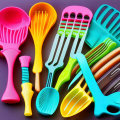 Colorful kitchen utensils