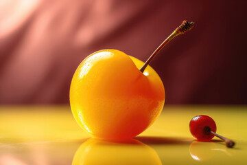 Composition of yellow and red cherries