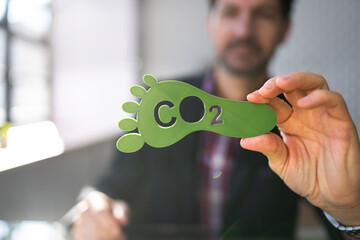 Carbon Dioxide Footprint Sign. Co2 Reduction