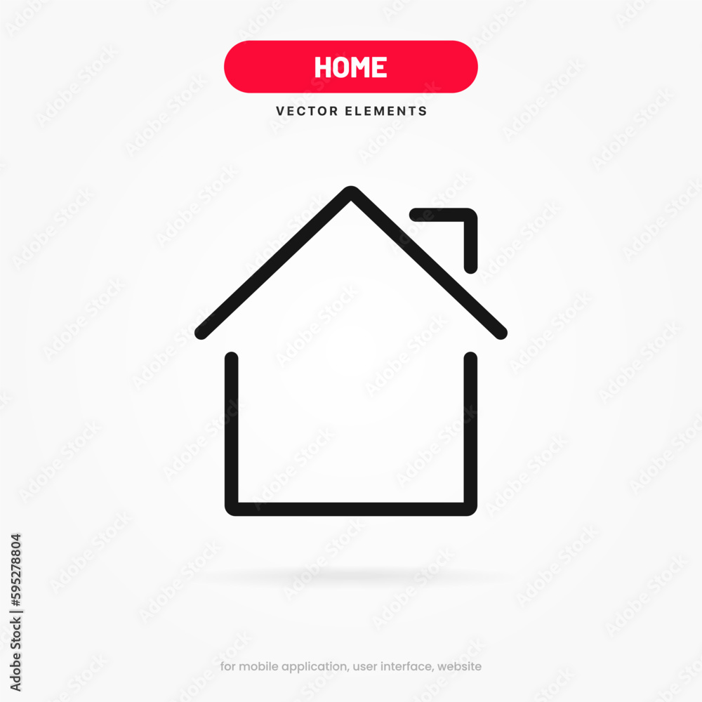 Poster minimal modern home, homepage, base, main page, house push button icon emblem symbol, sign. 3d blue 