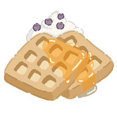 Waffle with blueberry icecream 