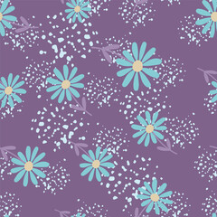 Aster flower seamless pattern. Little chamomile floral ornament wallpaper.