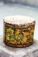 Sweet homemade Eater cake called Paska and Kulich.