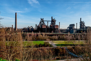 Fototapeta na wymiar Landschaftspark, a former steelworks converted into a public park in Duisburg, western Germany