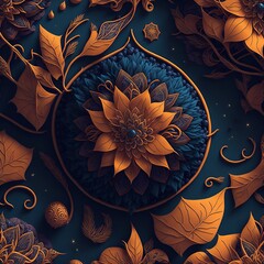 Abstract Floral Ornament Background, Generative AI