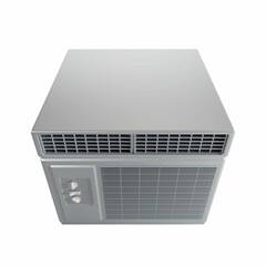 Modern air conditioning unit with a vent on top and an electronic control panel, 3D rendered