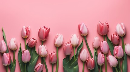 pink tulips with copy space