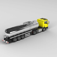 3d rendering of a semi-truck isolated against a grey background.