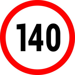 Speed limit icon sign. Set of red road signs of 10-200 kmh. Circle standard road sign.