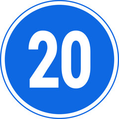 Minimum speed limit sign. Set of blue road signs of 5-140 kmh.