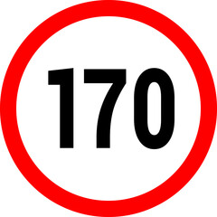 Speed limit icon sign. Set of red road signs of 10-200 kmh. Circle standard road sign.